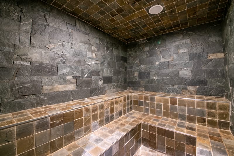 Tiled sauna and steam room