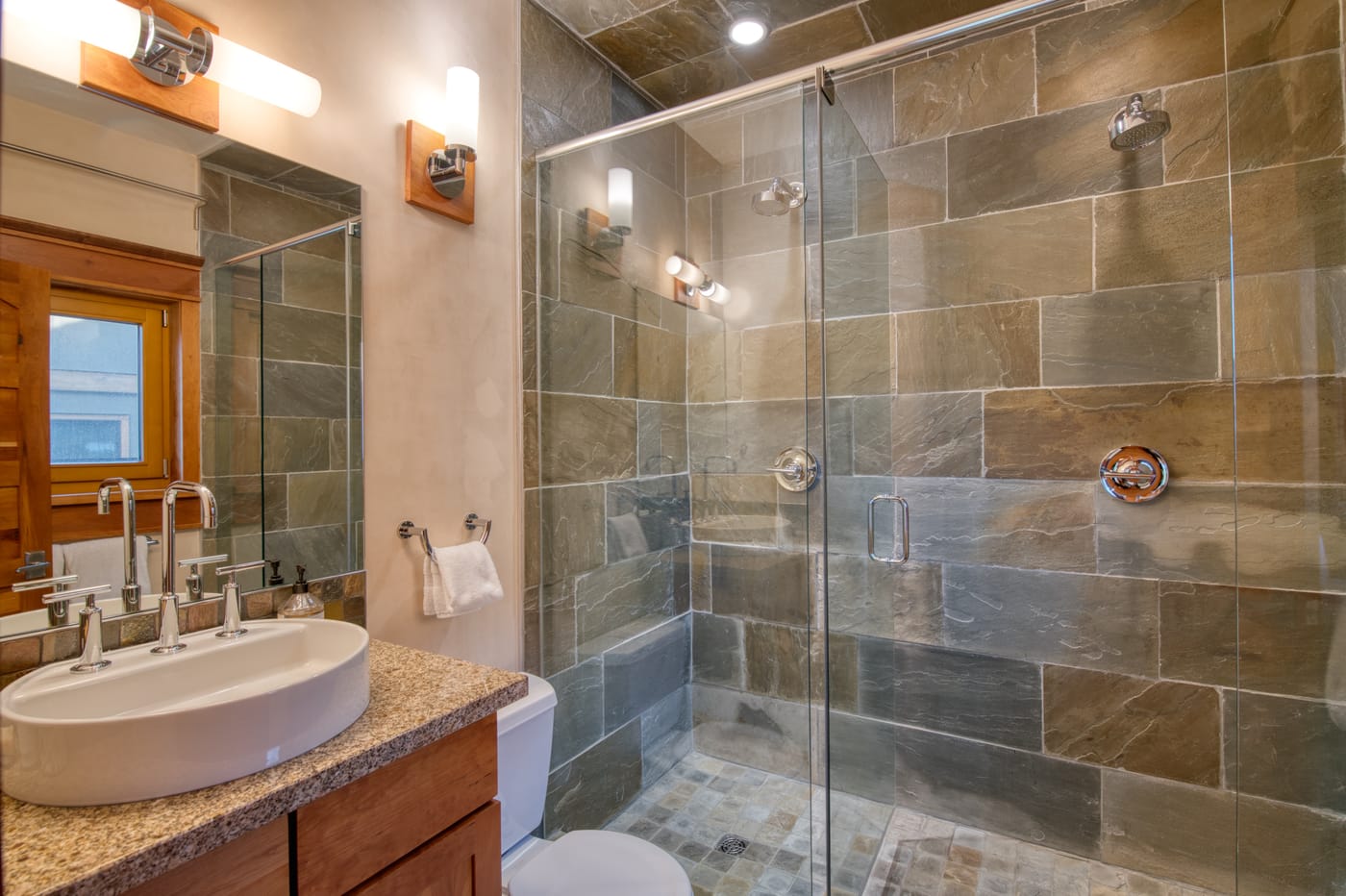 Ensuite with a glass walk-in shower
